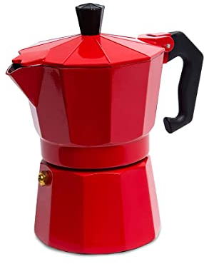 WXTRE Spout Coffee Pot Coffee Maker Moka Pot，Aluminum Stovetop Espresso Maker Classic Coffee Percolator Stove， Silver Black Red Long Narrow