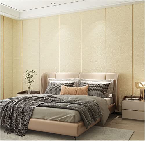 Hellgelb Vliestapete Moderne Minimalistische Fester Streifen Tapete 3D Beflockung Tapete für Wohnzimmer Schlafzimmer TV Hintergrundwand - 0,53 m x 9.5 m