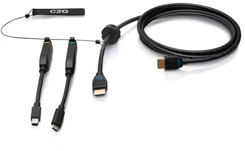 C2G 3 m langes 4K-HDMI-Kabel und Dongle-Adapterring mit farbcodiertem Mini-DisplayPort™ und USB-C