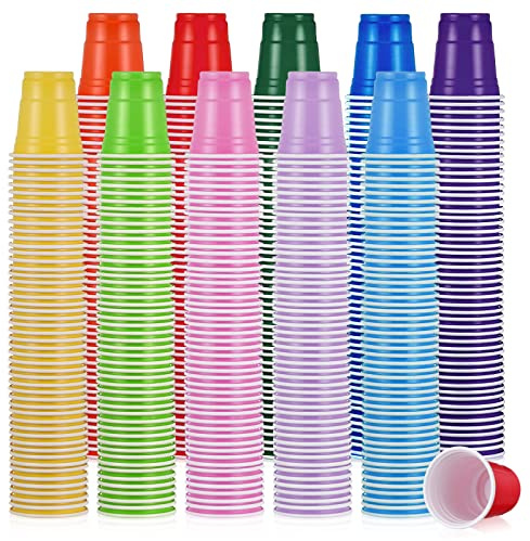 Eaasty 1000 Packs Plastic Shot Glasses 2oz/ 60ml Disposable Shot Glasses Bulk Assorted Party Cup for Kids Birthday Wedding Restaurant Kitchen BBQ Picnic Camping Daily Life,10 Color