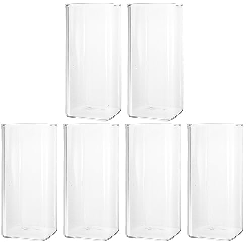 Kichvoe 6 Pièces Verres À Boire Tasses En Verre Carrées Verres À Highball Modernes Gobelet En Verre Mince Pour L' Jus Bière Boissons Cocktails 400 Ml