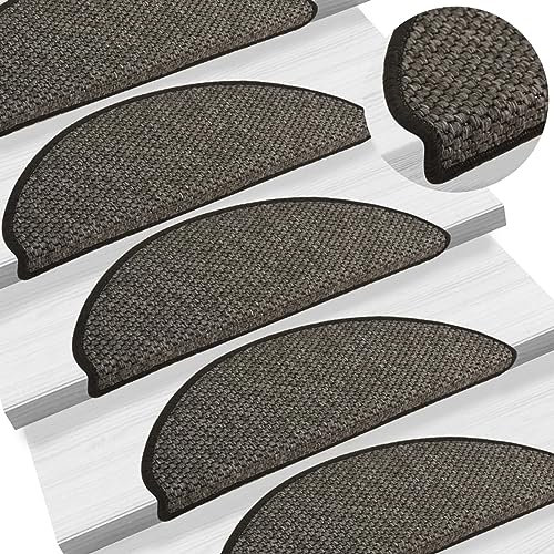Homgoday Selbstklebende Teppiche Treppen, Sisal-Look, 15 Stück, 65 x 21 x 4 cm, Anthrazit, warme und bequeme Decke, hochwertige Decke für Wohnzimmer, Büro, Schlafzimmer, Badezimmer