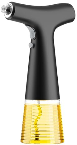 VALINK Pulverizador de aceite eléctrico de 240 ml para cocinar, 2 modos, reutilizable, a prueba de fugas, botella de aceite recargable por USB, para cocinar, cocina, hornear, negro