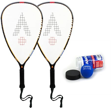 Karakal Hybrid CRX Graphte Racketball/Squash 57 Twin Racket Set & Karakal Racketball Balls
