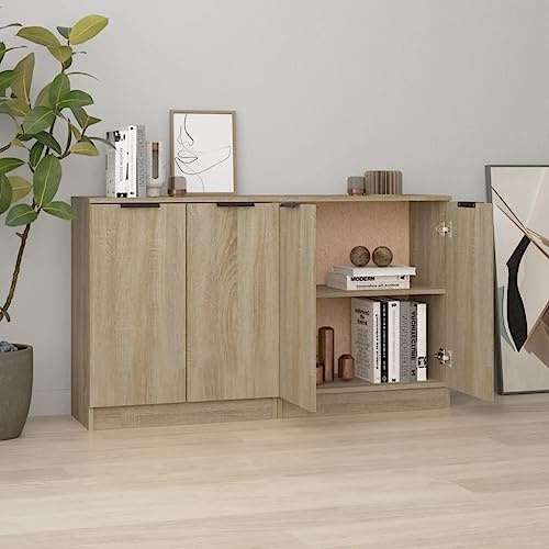 CKioict Buffetschrank modern Küchenschrank Vitrinenschrank Sideboards 2 STK. Sonoma Eiche 60x30x70 cm Holzwerkstoff für Wohnzimmer, Schlafzimmer, Flur