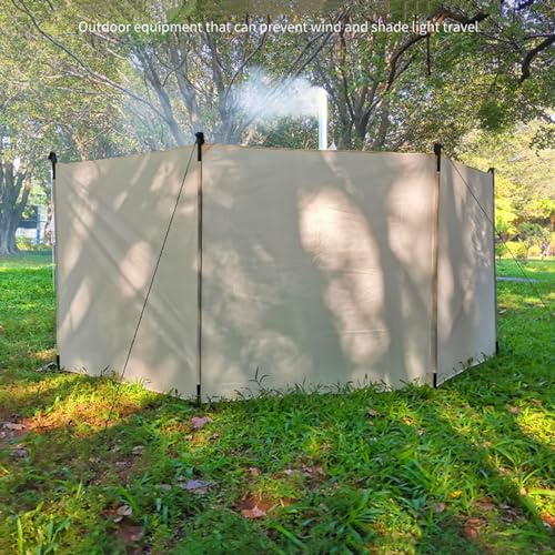 SHYP Outdoor Camping Windbreak-13.8x4.6ft, Light Waterproof Oxford Cloth Versatile Wind Blocker Garden BBQ Picnic Stove Windscreen, Beach Privacy Protects Windshield Shelter, Khaki