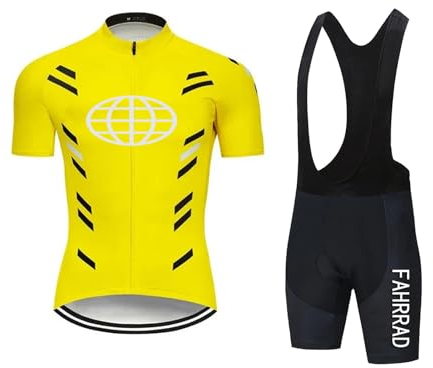 KAISUN Radtrikot Herren Set, Kurzarm Bike Tops Anzug +Radhose mit Sitpolster, Atmungsaktiv Schnelltrocknend Fahrrad Trikot (Color : TYP-5, Size : 2XL)