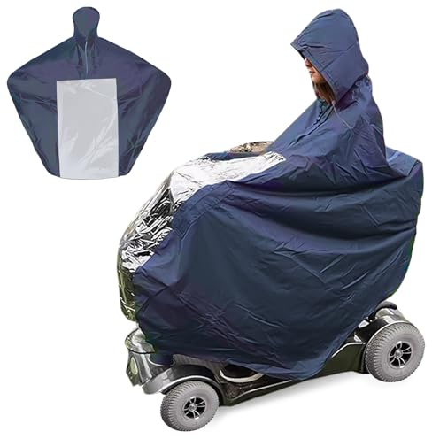 WEGREAT Regenponcho für Elektrofahrzeuge: 165 x110 x175cm Mobility Scooter Regenschutz für Rollstühle, Elektroroller, Universal Wasserdicht Regenponcho mit Reflektierende Streifen Durchsichtigem Pane