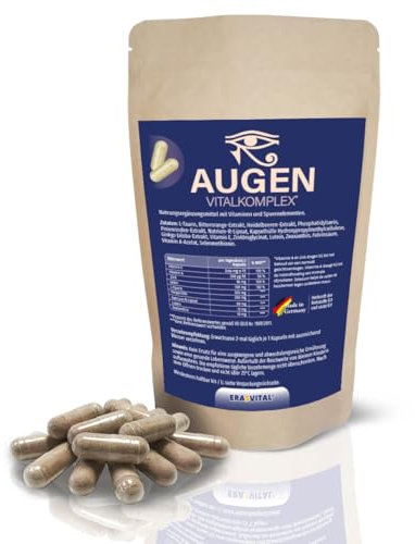 AUGEN Vitalkomplex 12 x 60 Kapseln mit Lutein Zeaxanthin Natrium-R-Lipoat Fulvinsäure hochkonzentriert natürlich mit weiteren pflanzlichen Zutaten vegan (12)