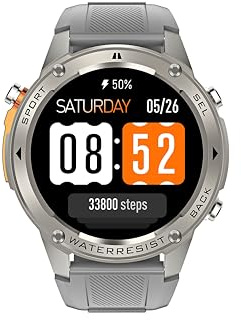 Chillitech® Orologio intelligente GPS, display AMOLED da 1,4 pollici, fitness tracker con navigazione satellitare GPS, 5 ATM, batteria a lunga durata, oltre 170 modalità sportive, app iOS e Android