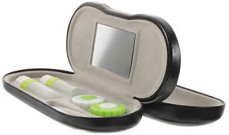 Didiseaon 2-in-1 Eyeglass and Lens Case Double Layer Portable Travel Kit for Lenses and Glasses Black