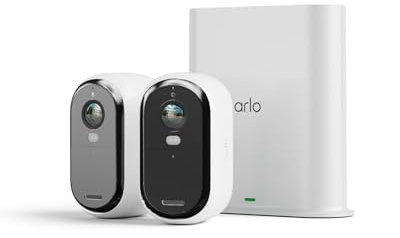 Arlo Essential 2 HD Video Security Camera Outdoor with SmartHub, Battery Operated Home Camera With Colour Night Vision, Light, Siren, 2 Way Audio & WiFi, Secure Free Trial, 2 Cameras, White