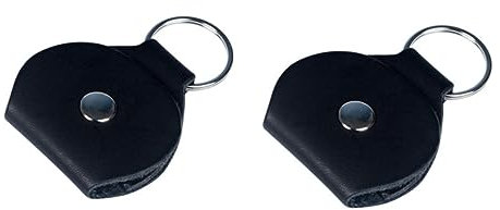 HYTROVE 2stücke Gitarrenplektrumhalter Aus Pu Und Leder Schlüsselanhänger Für Plektren Mit Metallring Praktische Plektrum-Tasche Schwarz