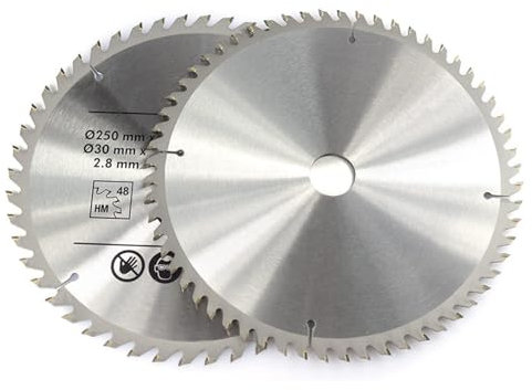 Plunge Saw Blade,Circular Saw Blade,Multi Material Mitre Saw Blade (AKA Wood Blade,Metal Cutting Blade) TCT Circular Wood Saw Blade,Woodworking Saw Blade 250 * 2.8 * 30 * 48T/60T Two Types In One Box