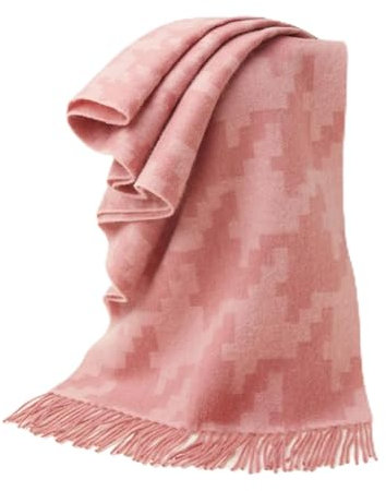 WENH Wollschal, modischer, garngefärbter Jacquard, vielseitige Quaste, warmer Wollschal for Männer und Frauen(Pink)