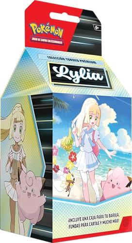 Pokémon: Colección Torneo prémium Lylia de JCC Pokémon (1 Carta holográfica de promoción con ilustración expandida de Clefairy ex de Lylia, 6 Sobres de Mejora y Accesorios)