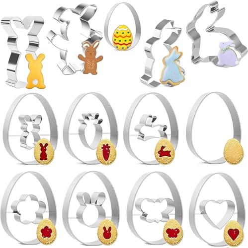 13 Stück Ausstechform Ostern,Oster Ausstecher Set,Ausstechformen Ostern,Osterplätzchen Ausstecher,Osterausstecher Hase, Keksausstecher Ostern,Osterkekse Plätzchenausstecher für Backen Kindern