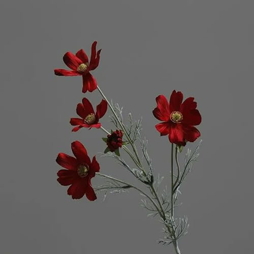 GVEKJ Pastorale Chrysantheme Cosmos Zweig Künstliche Blumen Gesang Floral Hochzeit Party Vase Wohnkultur Ornamente Foto Requisiten-rot