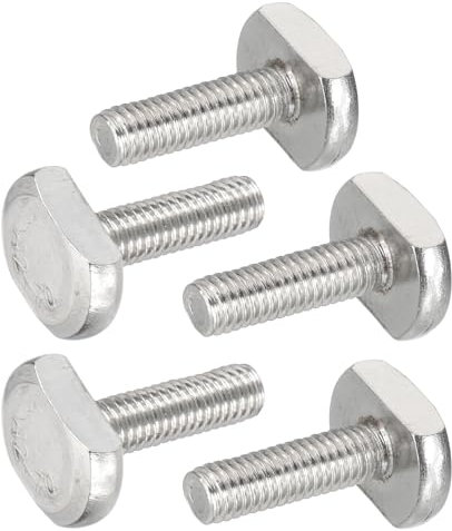 PATIKIL M6 x 20 mm T Slot Bolts, 5 Pcs 304 Stainless Steel Drop-in Bolt T Shape Stud Sliding Screw Metric Thread Hammer Head Bolt for T Track, Silver