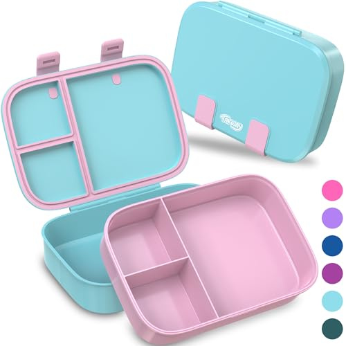 TAKWAY Brotdose Kinder mit Fächern - Bento Box Lunchbox BPA Frei - robust & leicht zu öffnen (Türkis)