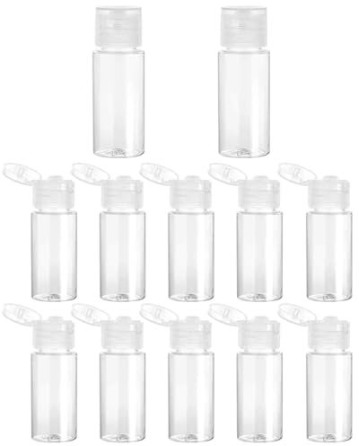 TPZORJX 12pcs Flacon de Voyage 15ml Petite Bouteille Plastique Flacons de Voyage Vides Transparentes, Conteneur pour Liquide, Cosmétique, Shampoing, Mini bouteilles de voyage pour produits de toilette