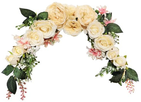 ASDJHFABKY Fiori ad arco, festoni floreali artificiali, 23, festoni decorativi, festoni di fiori artificiali per decorazioni da parete per feste su porte e finestre (Champagne)