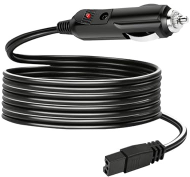 3 Meter KFZ Kühlbox Ersatzkabel, 12V-24V Auto Zigarettenanzünder Stecker Auto Fahrzeug Kühlkabel für Mini Kühlschrank, Kühlbox Kühlboxauto Kabel Ladekabel (1 Stück)