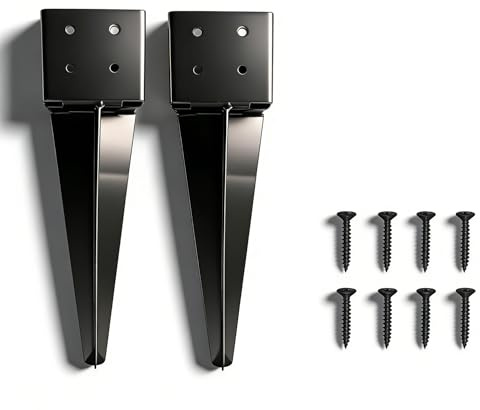 2 Pack 4 x 4 Black Fence Post Anchors Ground Spike (Actual 3.6 ” X 3.6”) 16 inch Heavy Duty Metal Fence Stakes Post Base with Black Powder Coated Support for Mailboxes