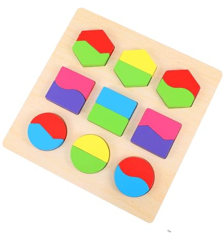 ibasenice Holz Puzzle Geometrische Formen Lernspielzeug für Kleinkinder Feinmotorik Hand Auge koordination Entwicklungsfördernd Geschenk für Junge Mädchen