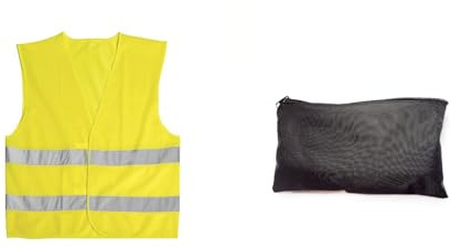 PAIF Gilet di Sicurezza Alta visibilità con Bande Rifrangenti – Certificato EN ISO20471:2013+A1:2016 – Taglia Unica 65x65 cm – Poliestere Leggero e Resistente (1, Giallo con Borsa Nera)