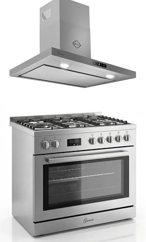 Gurari GCH E 818 x rostfritt stål gas elektrisk stående spis 90 cm 126 L naturgas fl. Gas 4 kW WOK, självrengöring köksfläkt 90 cm CH 5001, 1000 m³/h