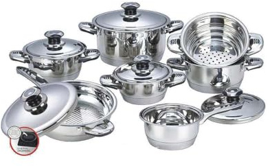 Bavaria Blumenthal Set di Pentole in Acciaio Inox, 12 Pezzi, con Coperchi e Vaporiera