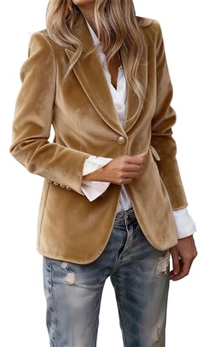 Blazer Dam elegant gul kort blazer i sammet, öppen front, businesskavajjacka | Longblazer Open Front Blazerjacka med 1 knappar, enfärgad, slim fit, jacka, klassisk kostymjacka, bröllop, fritid, jacka
