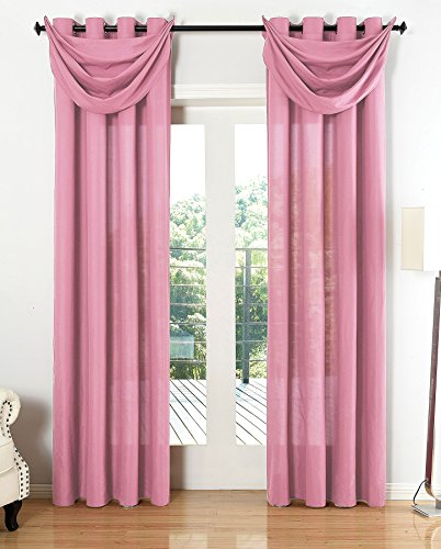 Gardinenbox Vorhang Set Blickdicht Schal Ösen Microsatin Segeltuch Querbehang lichtdurchlässig Deko Wohnzimmer HxB 245x140 cm Pink, 20405S4