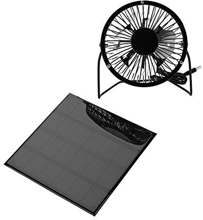 Tbest Solarventilator, USB Tischventilator Mit 3W 6V Solarmodul Für Kühlung Und Ladung Mit Tragbarer Powerbank Für Outdoor Camping Reisen Mit Wasserdichter Oberfläche Für Fischen Und Radfahren