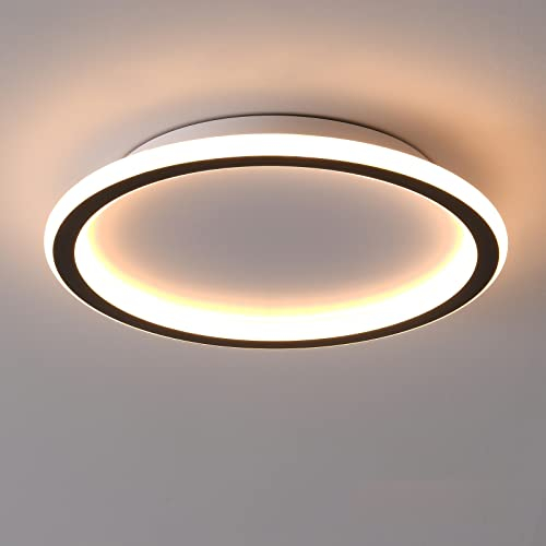 Schindora Plafoniera a LED, piatta, 24 W, colore bianco neutro, 3000 K, 1500 lm, moderna, ultra sottile, nera, rotonda, Ø315 mm, per salotto, soggiorno, cucina, corridoio, casa, ufficio