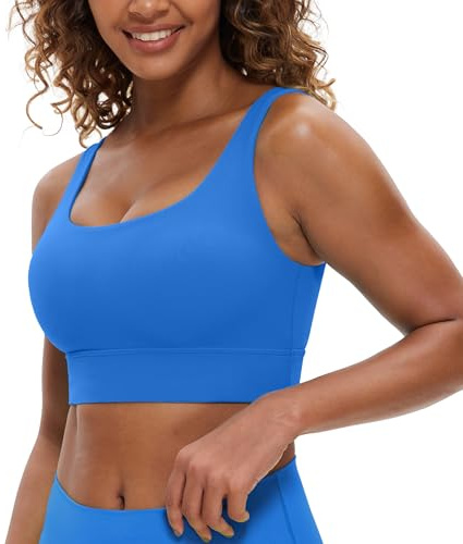 CRZ YOGA Donna Butterluxe Reggiseno Sportivo con Schiena a U - Basso Impatto Yoga Fitness Imbottito Top Blu Scintillante M