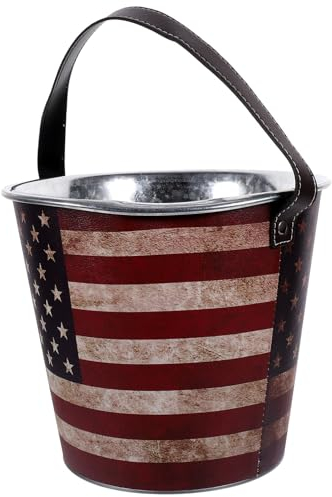 Zerodeko Eimer Mit Amerikanischer Flagge Großer Metalleimer Patriotische Aus Blech 25 4 cm Verzinkter EIS 4. Juli- Süßigkeiten-Snackbehälter Für Kinder Zubehör Zum