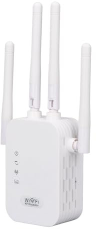 Extension WiFi, Amplificateur de Signal 300 Mbps avec 4 Antennes Répéteur Internet Couverture Complète à 360° avec Port Ethernet (Prise UE)