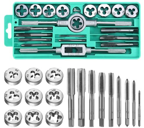 HSEAMALL Gewindeschneidsatz, 20-teilig, M3-M12 Gewindebohrer und Schneideisen