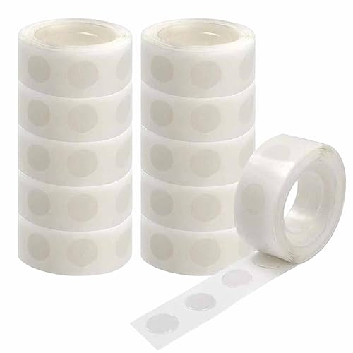 1000 Pieces Balloon Sticky Dots Double Sided Adhesive Dot Stickers Tape for DIY Craft Party Decorations, Sticky Dots,10 Rolls(100Pcs Per Roll)