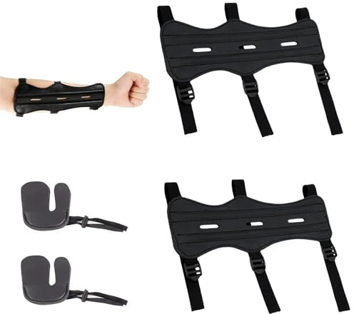 PHMING 2 Stück Armschutz Bogenschießen, 22 cm Lang, Unterarmschutz aus PU-Leder, Universeller Bogenschießen-Unterarmschutz, mit 2 Fingerschutz, Doppelschicht-Design, für Schießen, Training, Wettkampf