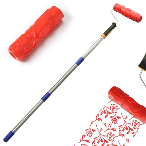 Texture Roller 53 Inch Long Textured Paint Roller 2-in-1 Handle Concrete Stamp Roller Easy to Clean Pattern Texture Paint Roller Paint Rollers with Extension Pole for Walls, Floor Tiles YQTZMGXJ