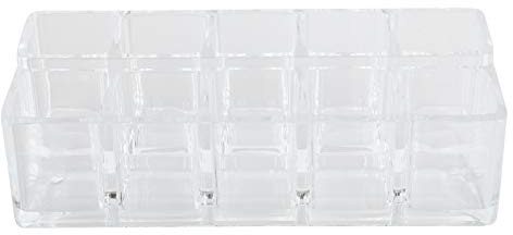 HUSHUI Organizzatore Porta Rossetti Trasparente con 10 Griglie, Espositore per Cosmetici in Acrilico per una Facile Visualizzazione, Adatto per la Casa e il Negozio di Cosmetici