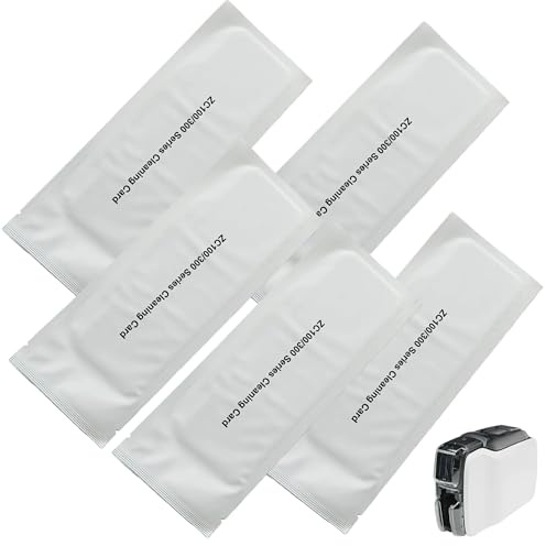 LZXQYMX 105999-311 Cleaning Card 5-Pack, Compatible with Zebra ZC100 ZC150 ZC300 ZC350 ID Card Printers