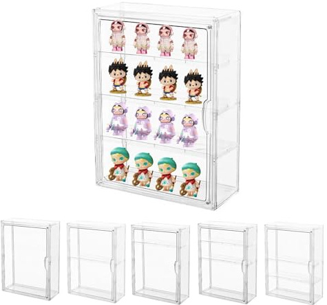 Dasellfa Vitrine Schaukasten Box Acryl Vitrine, Sammlervitrine mit Tür, Für Minifiguren, Figuren Vitrine Kleine, Action Figuren Spielzeug, Modellautos, Sammelfiguren (29*12*39cm)