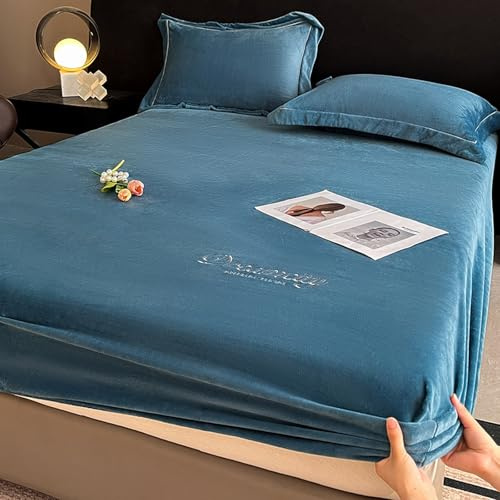 JIANINGHOME Bettlaken 200x220,Winter Samt Warm Kuschel Boxspringbett Frottee Bettlaken
