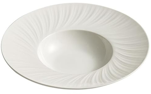 Assiettes Service de Table Vaisselle Simple Et Créative Assiette À Soupe Pâtes Occidentale En Céramique Blanche Profonde Salade(9Inch)