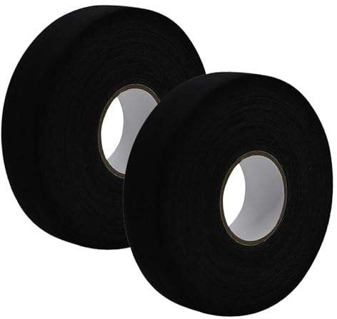 Dwitkul 2 Rotoli Nastro da Hockey 25m x 25mm Nastro Hockey Nero Nastro Tessuto per Hockey, Nastri di Bastone di Hockey Adesivo Nastro Hockey Ghiaccio Nastro Mazze da Hockey