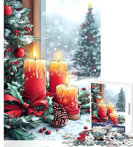 1000 Pieces Jigsaw Puzzles for Teenagers Christmas Windowsill Funny Educational Toy Gifts Ideas Hands-on Game Wishlist with Santa Claus size 38x26cm